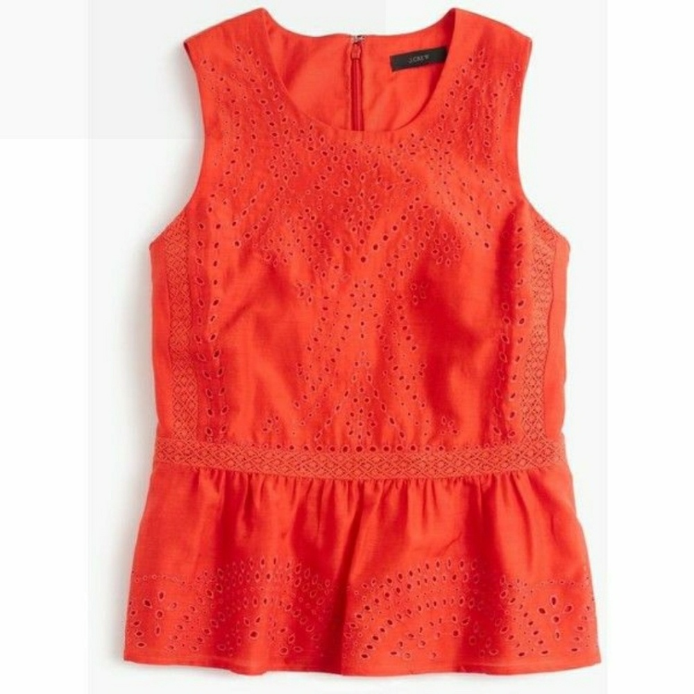 J. Crew Eyelet Ruffle-Hem Top